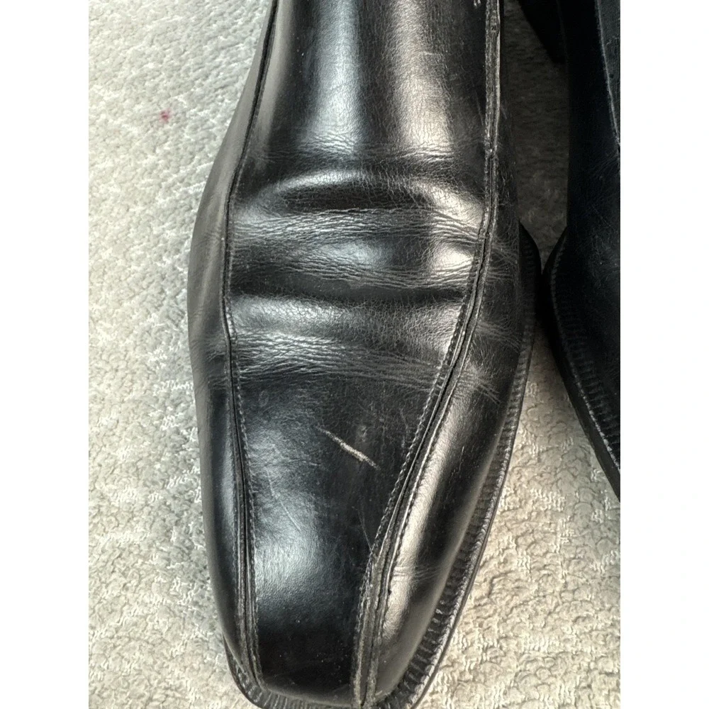 Bruno Magli Shoes Mens Size 10 Black Leather Square Toe Slip On Italy Dress